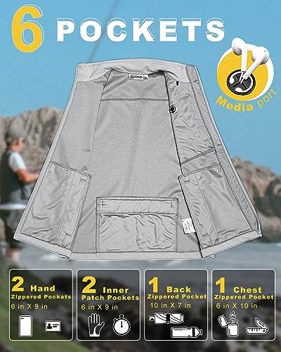 33,000ft Men's Windproof Lightweight Golf Vest Outerwear Sleeveless Jacket - color: Cool Gray, size: Medium