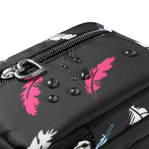 Women Small Crossbody Bag Cell Phone Purse Shoulder Pouch Armband Wallet Case Handbag for iPhone Samsung Google Pixel - color: Feather