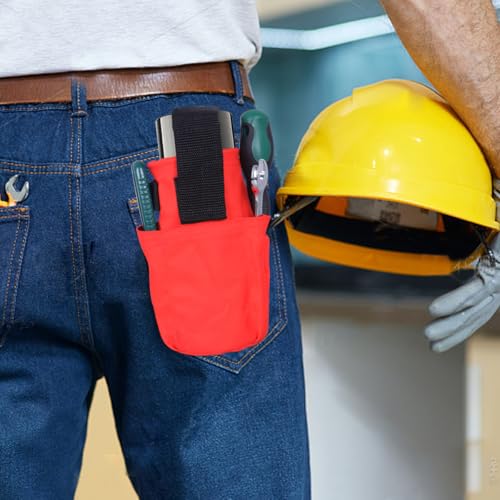 Spray Can Holder, Waterproof Spray Paint Can Holster, Heavy-Duty Spray Bottle Tool Belt Clip with Storage Pockets for Construction, Painting & Land Surveying, Red (Without Zipper)