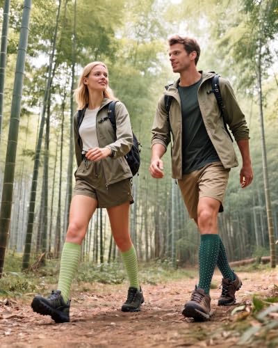 Bamboo Viscose Compression Socks|4Pairs 15-20mmHg Knee High Socks - color: Green, size: Large-X-Large