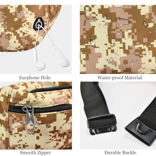 Fanny Pack for Women Men,Crossbody Water Resistant Sports Waist Bag Pack - color: 1pack-browndigital
