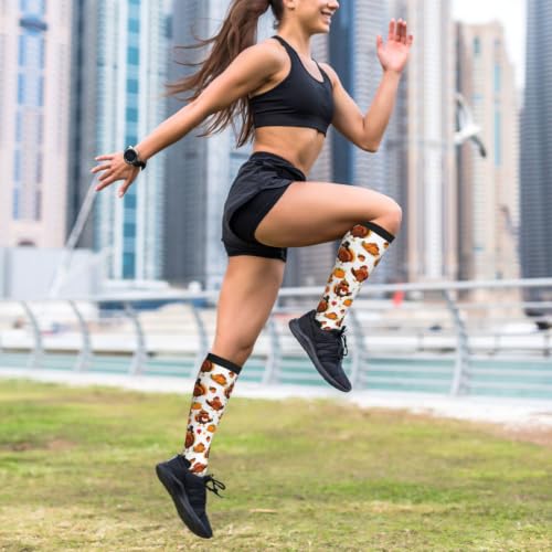 Tie Dye Compression Socks Knee High Support Socks For Women Men Running Athletic Hiking - color: Pumpkin Turkey