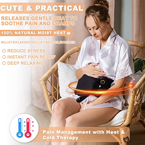 Microwave Heating Pad for Period Cramps Pain Relief, 16"×12", Black Cat - size: Black Cat