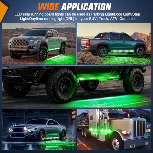 Nilight 2PCS 70 Inch Running Board LED Lights Strip Green White for Truck - color: Green White