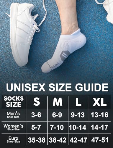 Juclise Men's No Show Compression Running Socks, Athletic Socks, 3 Pairs - color: Glacier White*3, size: Large