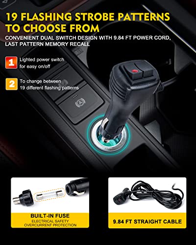 LUMENIX Amber LED Rooftop Warning Beacon Strobe Light for Trucks - color: Amber