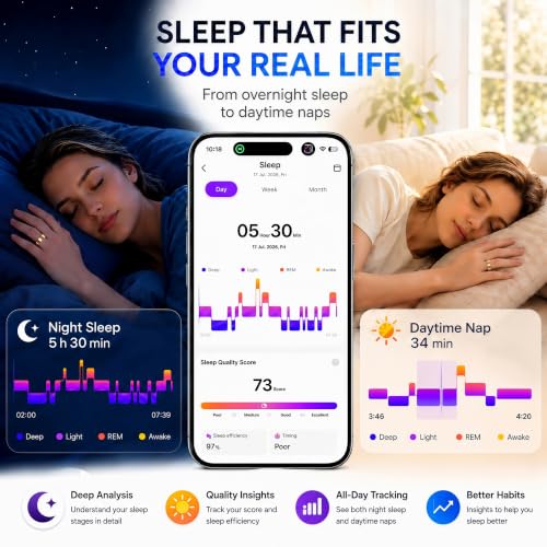 Smart Ring Fitness Tracker for Men & Women with Sleep, Heart Rate & SpO2 - color: Rose Gold, size: 9
