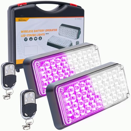 Purple/White Magnetic Flashing Strobe Lights/w Controller, 2-Pcs - color: 2pcs Purple/White