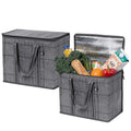 VENO 2 Pack Insulated Grocery Bags, Hard Bottom, Windowpane - color: Windowpane, size: 15.7"W x 12.6"H x 8.7"D - 2 Pack