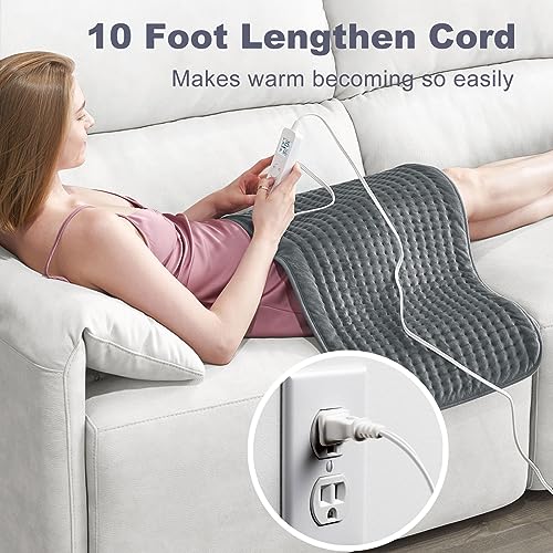 VAAGHANM Heating Pad: 33 x 17 inches Electric Heating Pad for Back - Extra Large Heat Pad for Shoulder/Neck/Knee/Arms - Upgraded 6 Timer & 6 Temperature Controller -Gift for Women - color: Rock Gray