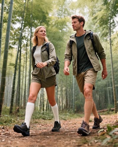 Bamboo Viscose Compression Socks|4Pairs 15-20mmHg Knee High Socks - color: Brown, size: Large-X-Large