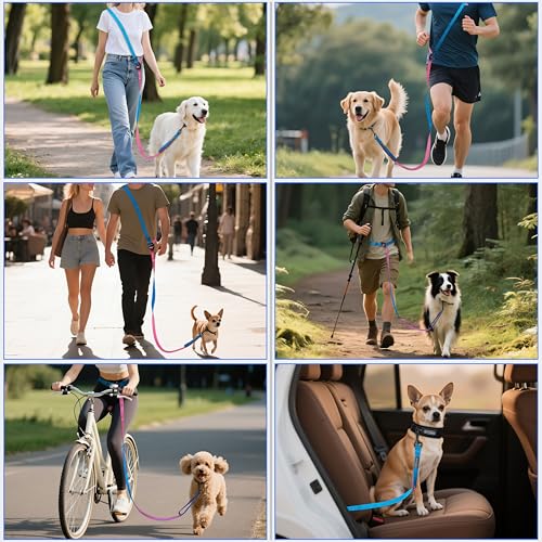 Hands Free Dog Leash, Ultra-Light Crossbody for Walking, Aqua Pink - color: Aqua Pink