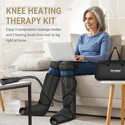 FIT KING Foot & Leg Compression Massager with Knee Heating for Circulation