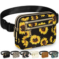 Capolo Fanny Packs for Women 4 Zip Pocket Crossbody Belt Bag Waist Bags - color: Sunflower, size: Large