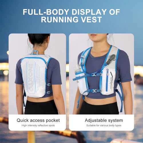 INOXTO Running Hydration Vest Backpack,Lightweight Insulated Pack with 1.5L Water Bladder Bag Daypack for Hiking Trail Running Cycling Race Marathon for Women Men - color: White stripes