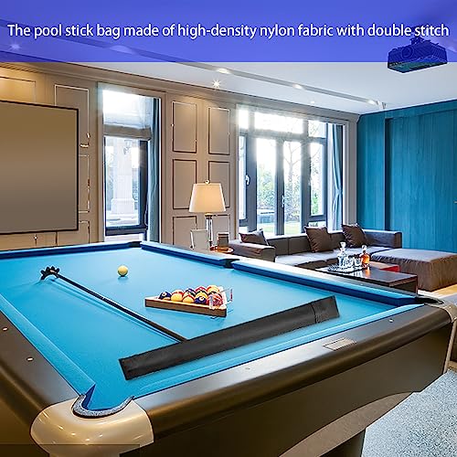 Billiard Pool Cue Case, Black Soft Pool Stick Storage, 32” Carrying Bag for 1/2 Billiard Cue Stick