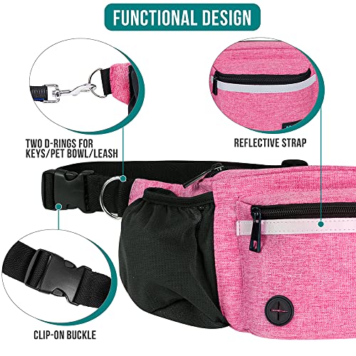 PetAmi Dog Fanny Pack, Treat Pouch for Dog Walking Training, Pink - color: Pink