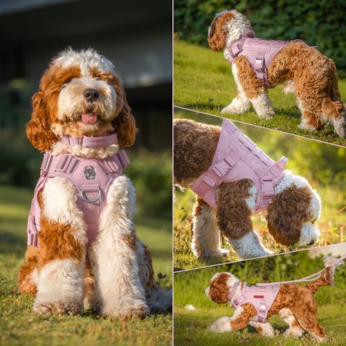 OneTigris Tactical Dog Harness No-Pull Service Vest for Small Dogs - color: Pink, size: X-Small