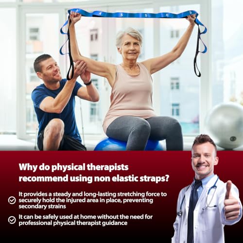 Acozycoo Stretching Strap with Loops for Physical Therapy,Knee,Leg Lifter - color: Dark Blue, size: Length: 86 Inch, Width: 1.5 Inch