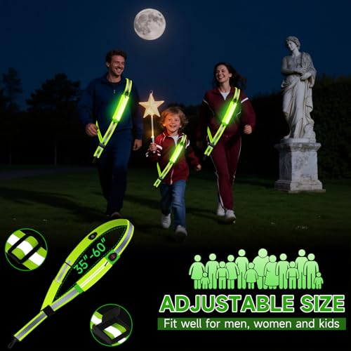 LED Reflective Belt Sash Gear, Reflective Running Gear for Night Walking