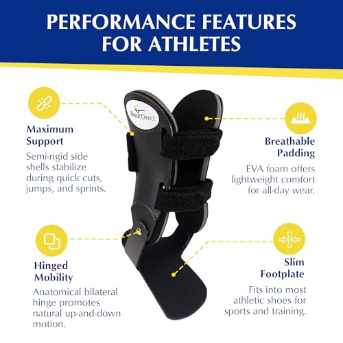 Brace Direct Semi-Rigid Active Ankle Brace, Hinged Sports Stabilizer - size: Right Ankle - Right - S