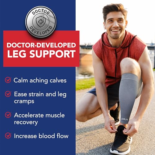 Dr. Arthritis Calf Compression Sleeve for Men and Women, Helps with Varicose Vein & Calf Discomfort (Medium, Grey, 1 Pair) - color: Grey