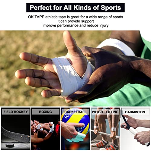 OK TAPE Athletic Sports Tape 4 Packs 45ft Per Roll Strong Adhesion - color: Black, size: 1.5" x 15yards - 4 Rolls