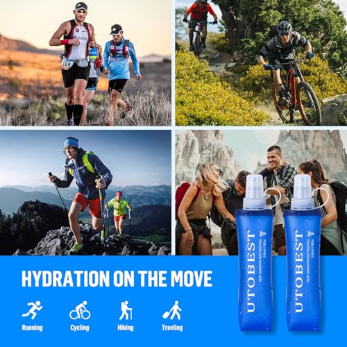 UTOBEST Soft Flask 500ml Collapsible Running Water Bottles - color: Blue-250ml*2