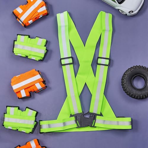 Hercicy 12 Pcs Reflective Safety Vest Hi Vis Adjustable Straps Yellow, Orange - color: Yellow, Orange