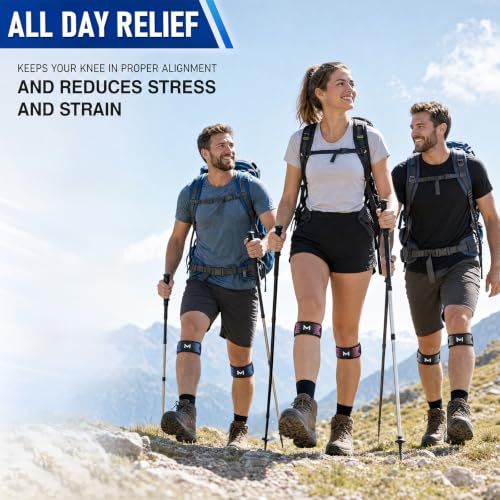2 Pack Patella Knee Strap – Adjustable Tendon Support Brace for Pain Relief from Jumper's Knee, Tendonitis & Arthritis, Breathable Neoprene with Silicone Gel Padding for Running, Basketball, Tennis, Squats