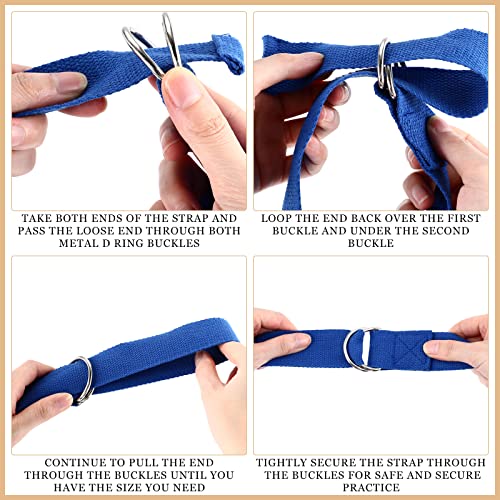 6 Pcs Yoga Straps for Stretching 8 Ft, Safe D Ring Buckle - color: Bright Color