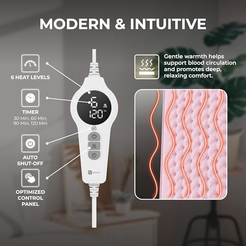 Heating Pad for Back, Shoulders and Neck, Pink, 23.6 x 11.8 in - color: Pink, size: 23.6 x 11.8 Inch