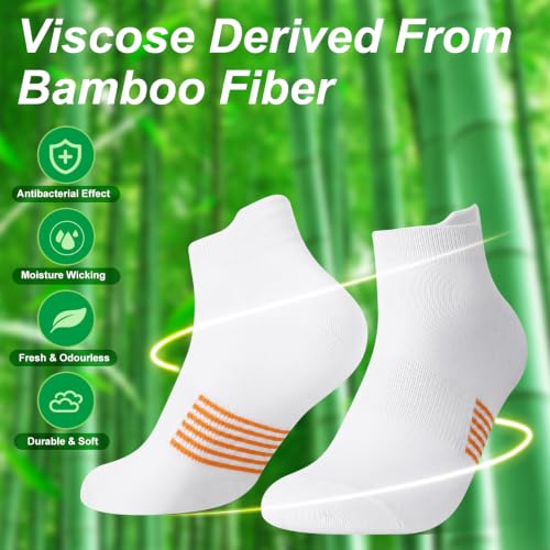 6 Pairs Thin Breathable Bamboo Ankle Socks for Women - color: 6 White, size: Medium