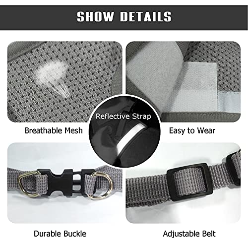 FEimaX Dog Harness and Leash Set for Walking, Soft Mesh Adjustable Easy Control Lightweight Cat Vest Harnesses with Reflective Strips, Escape Proof Small Dogs Cats Vests - color: Grey, size: XXS