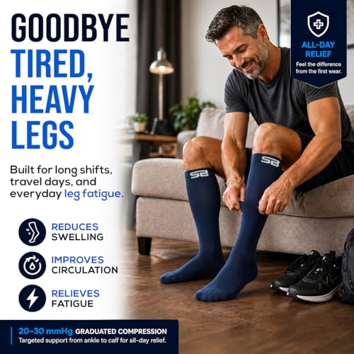 SB SOX Compression Socks for Men & Women (20-30mmHg) - color: Solid Navy, size: Small