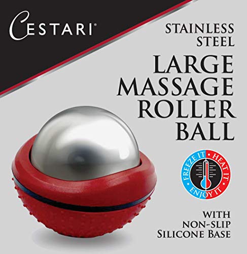 Cryosphere Massage Ball Hot Cold Roller Ball - Fast Muscle Pain Relief - Stainless Steel Balls for Heat or Ice Therapy - Feet Pain - Plantar Fasciitis- Back Ache - Foot Massager - 60 mm Ice Roller - color: Red 60mm