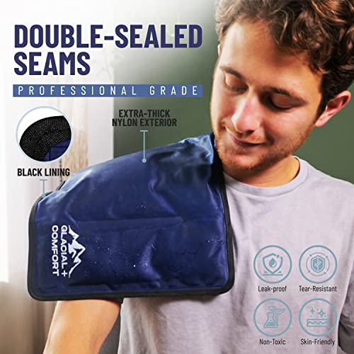 Glacial Comfort Gel Ice Pack for Back Pain - (21" x 13") Reusable Cold Pads for Hip, Knee, Shoulder Injuries, Muscle Strains, Migraine & Postpartum Recovery - Compression Pad - size: X-Large (21" x 13")