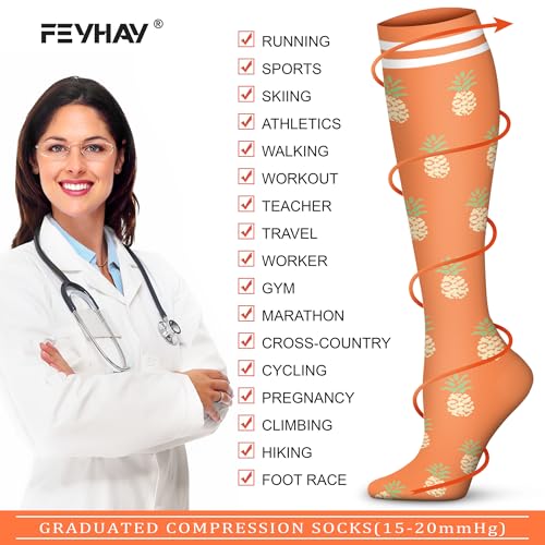 FEYHAY Copper Compression Socks (8 Pairs) 15-20 mmHg Circulation is Best Athletic & Daily for Men & Women, Running, Climbing - color: 13 Colour Mixture, size: Small-Medium