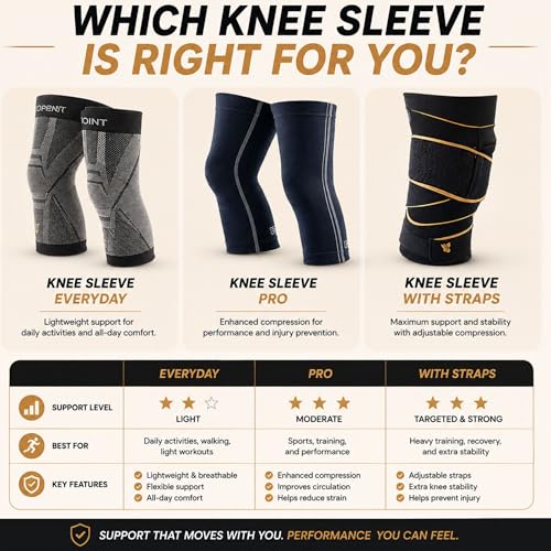 CopperJoint Adjustable Knee Sleeve with Straps Women & Men, Single, Small - size: Small