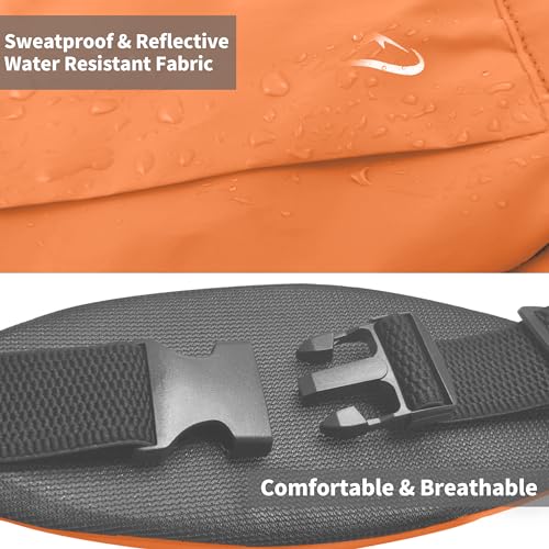 Reflective Running Pack - Fanny Waist Bag for Women & Men (Orange) - color: orange