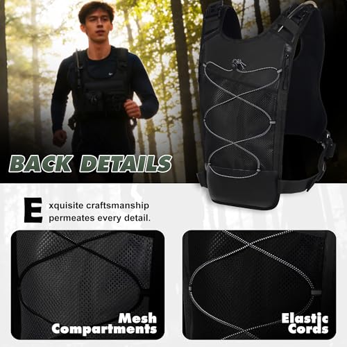 Hydration Running Vest Backpack with 2L Water Bladder - Lightweight & Reflective Chest Pack with Gear Holder, Includes Free Carabiner for Hiking, Running, Cycling, Marathon (Men & Women)
