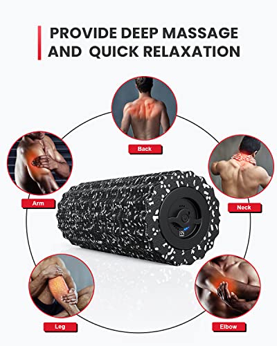 FITINDEX Vibrating Foam Roller for Exercise,4 Vibration Speeds,Rechargeable - color: Black