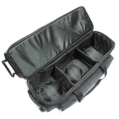 Pyramid Path Triple Tote Roller Plus Bowling Bag with Detachable Shoe Bag (Fits US Mens Size 15), Accessory and Side Pocket, Lightweight Travel Design - color: Black/Royal Blue