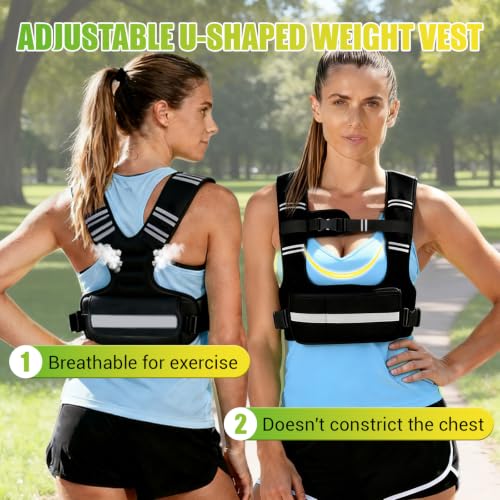 Adjustable Weighted Vest for Women, 6-12lb U-Shaped Weight Vest for Walking
