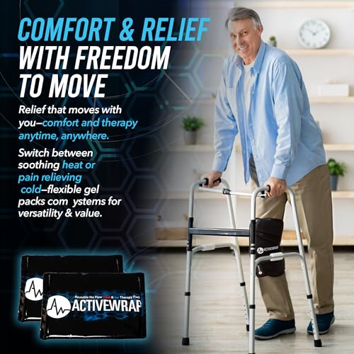 ActiveWrap Knee Ice Pack Wrap - Includes 2 Reusable Gel Ice Packs for Cold & Heat Therapy, PT-Designed Compression Relief for Knee Pain, Swelling & Surgery Recovery, One Size Fits Most