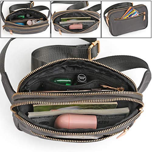 UTO Fanny Pack Crossbody Belt Purse Chest Waist Hip Travel Hiking Bumbag - color: 0917 dark grey