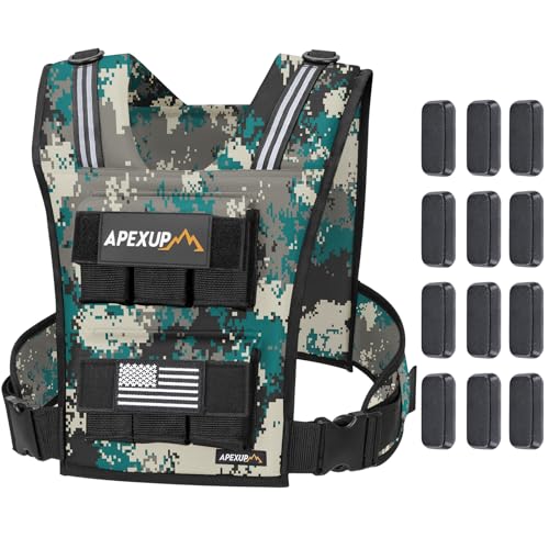 APEXUP Weighted Vest Men, Adjustable Weight Vest for Running - color: Digi Camo, size: With Weights-30lbs