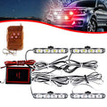 4x4 LED 4 in 1 Surface Mount Grill Light DC12V Wireless Remote Emergency Flashing Beacon Lamp Ambulance Police Light Strobe Warning External Light for Truck Trailer Caravan Van (Red White) - color: Red & White, size: 4 in 1
