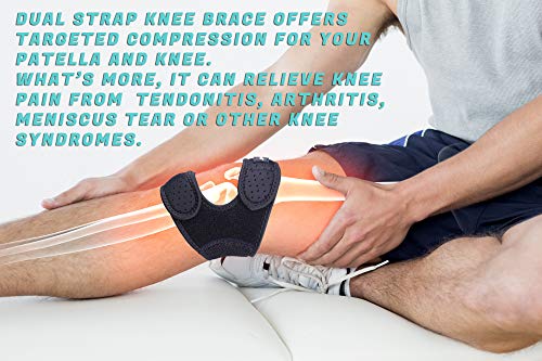 THX4COPPER Compression Dual Patella Knee Brace for Pain Relief,Adjustable Knee Strap Support for Running, Jumper, Gym Exercise, Arthritis, Tendonitis, Injury Recovery, Joint and Muscles. (XX-Large) - size: XX-Large