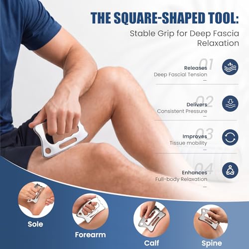 THLHKD 3 in 1 Muscle Scraper Tools Set, Stainless Steel Gua Sha Scraping Massage Tool for Physical Therapy, Sports Injury Recovery, Pain Relief Deep Tissue Massage - size: S+D+C-Shape